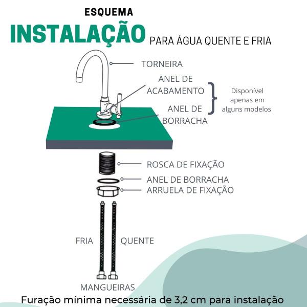 Imagem de Torneira Monocomando Bancada Mesa Estilo Quadrada na Cor Cromada Água Quente e Fria Banheiro