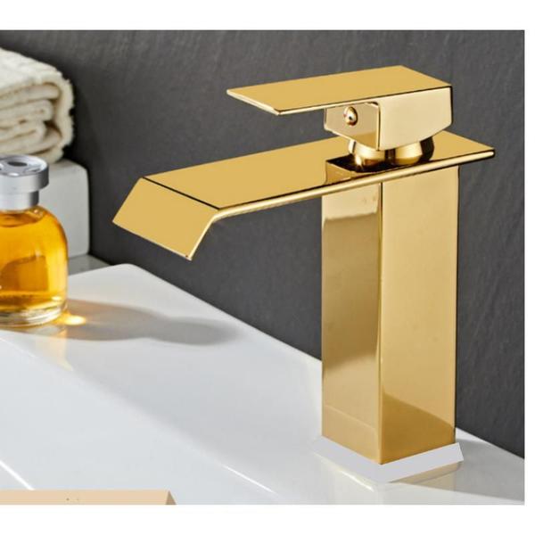 Imagem de Torneira Monocomando Banheiro Lavabo Cascata Gold Dourada