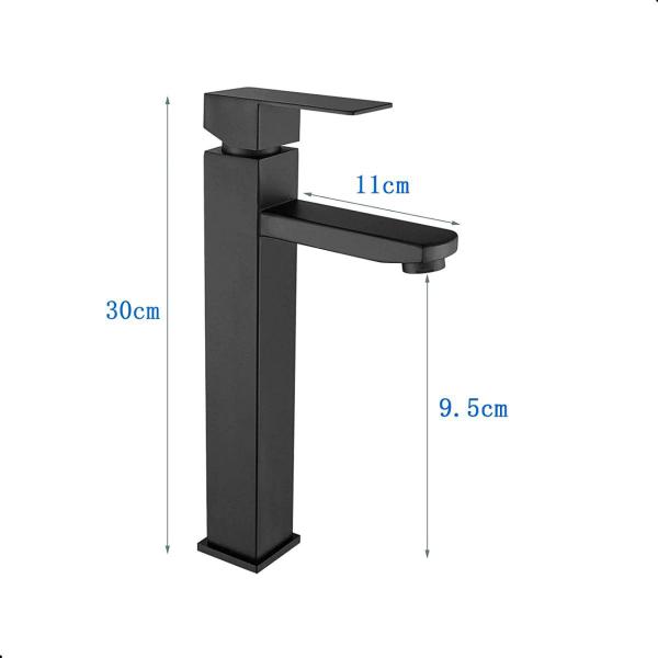 Imagem de Torneira Monocomando Banheiro Quadrada Lavabo alta - preta