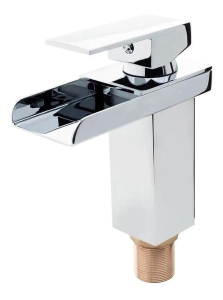 Imagem de Torneira Monocomando Cascata Quadrada Bica Baixa Inox Polido