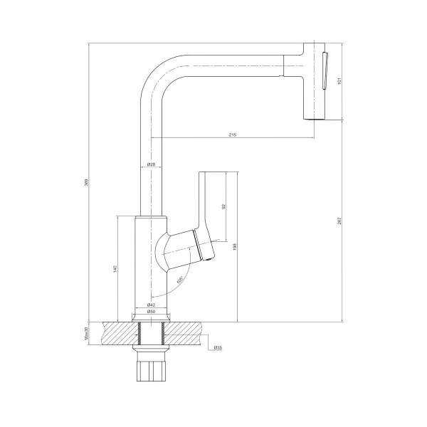 Imagem de Torneira Monocomando com Bica Extensível Rizen - Brava