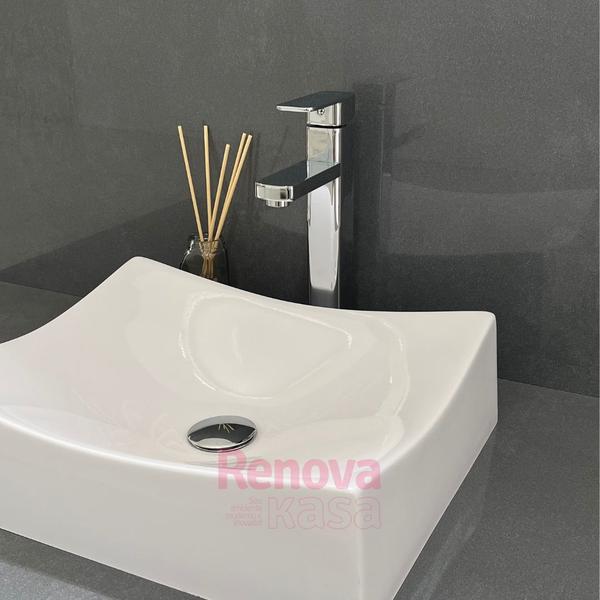 Torneira Monocomando Cromada Quadrada Bica Alta Banheiro Lavabo Inovartte In19 Imagem de Torneira Monocomando Cromada Quadrada Bica Alta Banheiro Lavabo Inovartte In19