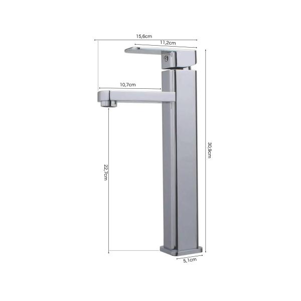 Torneira Monocomando Cromada Quadrada Bica Alta Banheiro Lavabo Inovartte In19 Imagem de Torneira Monocomando Cromada Quadrada Bica Alta Banheiro Lavabo Inovartte In19