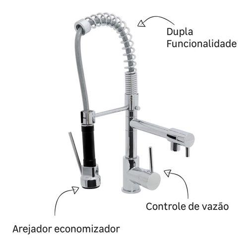 Imagem de Torneira Monocomando Dupla Gourmet Cozinha Premium Luxo