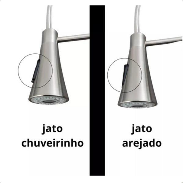 Imagem de Torneira monocomando gourmet chuveirinho bancada inox escovado