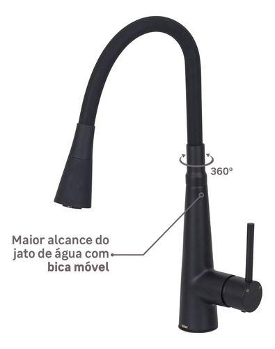 Imagem de Torneira Monocomando Gourmet Cozinha Flexivel Black Fosca