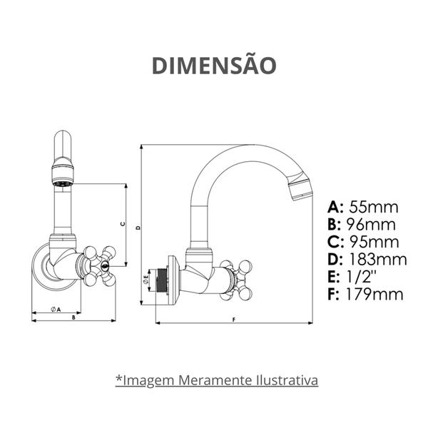 Imagem de Torneira Multiuso De Parede Porto Belo Branca Com Bitola 1/2" - 3/4" Branca Durín