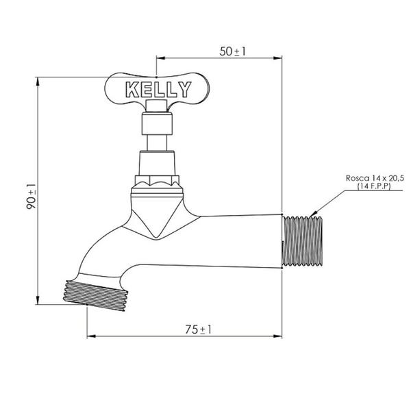 Imagem de Torneira Padrão Longa Metal Parede Para Tanque/Jardim Kelly