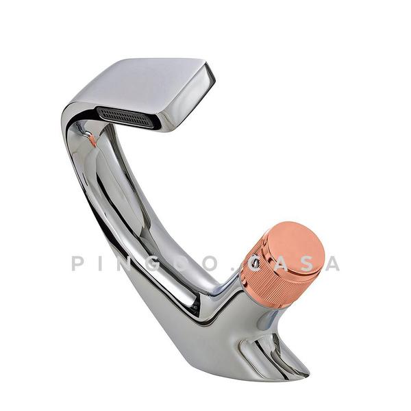 Torneira Para Banheiro Cascata Misturador Monocomando Baixa Cairu Pingoo.casa - Prata E Rose Imagem de Torneira Para Banheiro Cascata Misturador Monocomando Baixa Cairu Pingoo.casa - Prata E Rose
