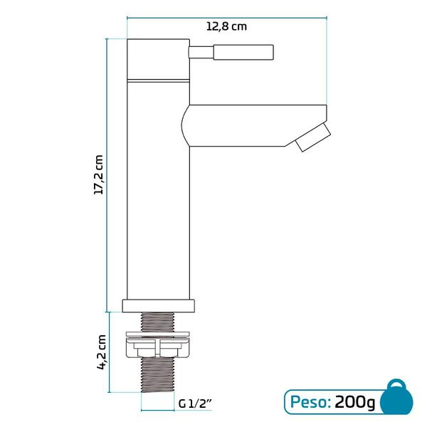 Imagem de Torneira Para Banheiro De Mesa Bica Baixa 1/4 De Volta Aço Inox 304 Elegance Beltempo