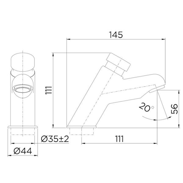 Imagem de Torneira para Banheiro de Mesa Pressmatic 110 Compact - DOCOL