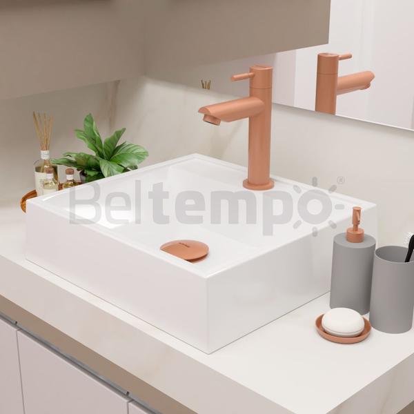 Imagem de Torneira Para Banheiro Lavabo De Mesa Bica Baixa Aço Inox 304 Elegance