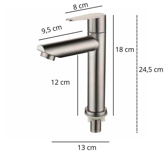 Imagem de Torneira para Banheiro, Lavabo ou Pia Luxo Alumínio Escovado