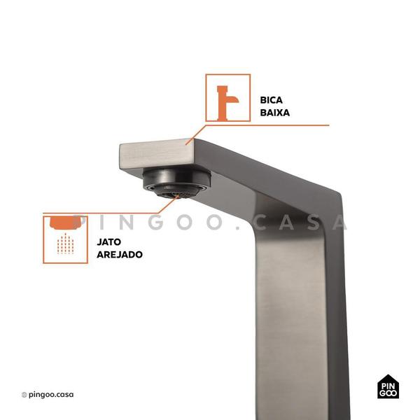 Imagem de Torneira Para Banheiro Misturador Duplo Comando Aço Inox 304 Japurá Pingoo.casa - Cinza