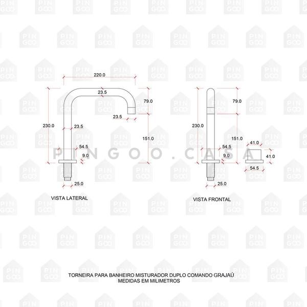 Imagem de Torneira Para Banheiro Misturador Duplo Comando Grajaú Pingoo.casa - Dourado Rose