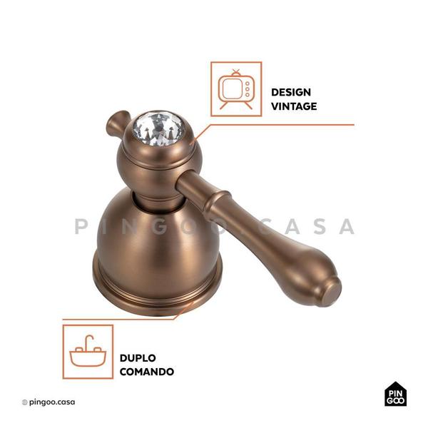 Imagem de Torneira Para Banheiro Misturador Duplo Comando Sincorá Pingoo.casa - Dourado Rose