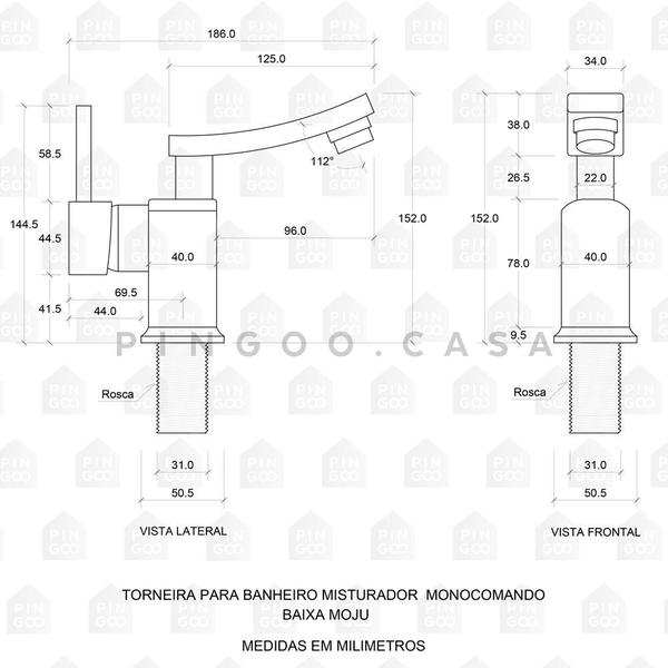 Imagem de Torneira para banheiro Misturador Monocomando baixa Moju Pingoo.casa - Cromado 