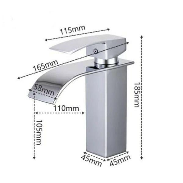 Imagem de Torneira Para Banheiro Monocomando Baixa Quadrada Cascata