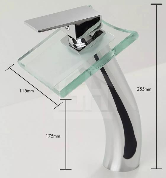 Imagem de Torneira Para Banheiro Monocomando Misturador Cascata Vidro Quadrada Incolor - GM1003