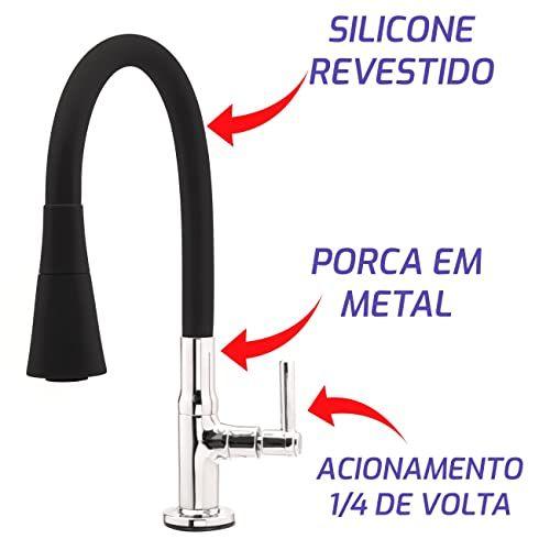 Imagem de Torneira Para Cozinha Bancada Flexível tubo Preto Conic 2 Jatos 3069 C29