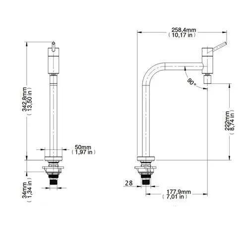 Imagem de Torneira para Cozinha Bica 90 Móvel 1/2'' Lóggica - Docol