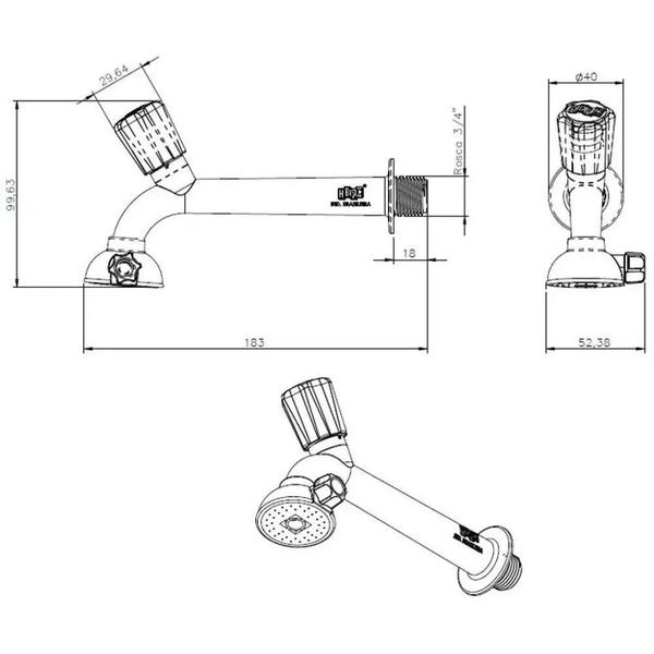 Imagem de Torneira para Cozinha com Chuveiro 1/2'' 1159 - Herc