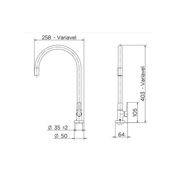 Imagem de Torneira para Cozinha Docol Galiflex Mesa 1/2" Cinza - 00966963