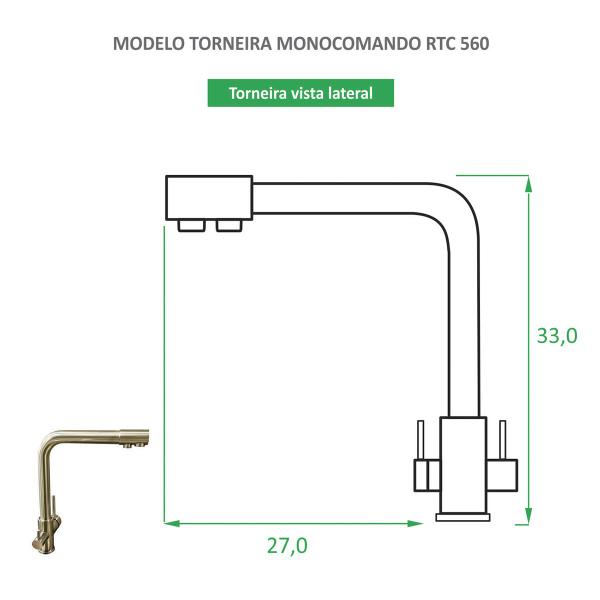 Imagem de Torneira para Cozinha Escovada Misturador Monocomando Rtc 562