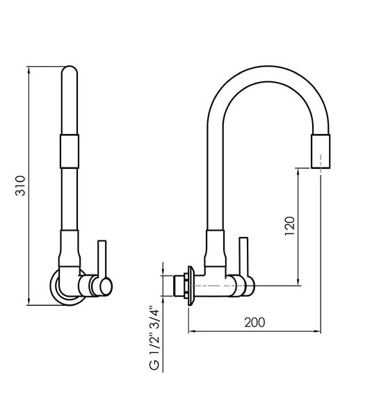 Imagem de Torneira Para Cozinha Gourmet Flexível Volta 1/4 Preta C29