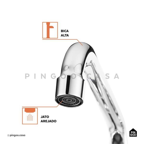 Imagem de Torneira Para Cozinha Gourmet Misturador de Parede Duplo Comando Aço Inox 304 Paru Pingoo.casa - Prata