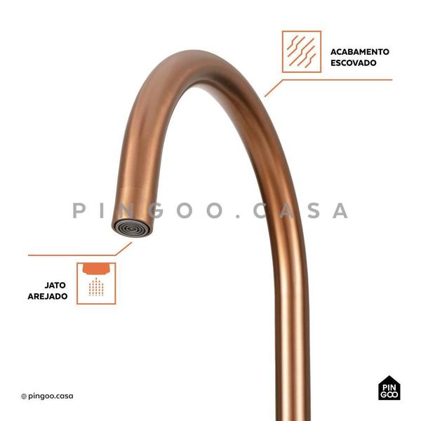 Torneira Para Cozinha Gourmet Misturador Duplo Comando Aço Inox 304 Içana Pingoo.casa - Dourado Rose Imagem de Torneira Para Cozinha Gourmet Misturador Duplo Comando Aço Inox 304 Içana Pingoo.casa - Dourado Rose