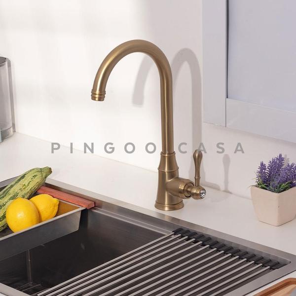 Imagem de Torneira Para Cozinha Gourmet Misturador Monocomando Aço Inox 304 Jacuípe Pingoo.casa - Dourado