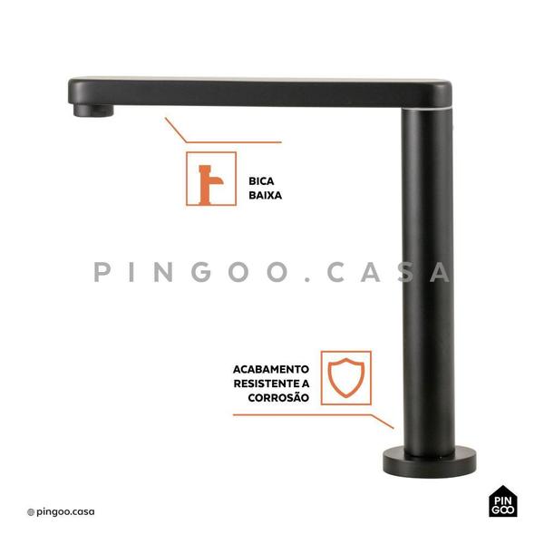 Imagem de Torneira Para Cozinha Gourmet Misturador Monocomando Com Desviador Jucá Pingoo.casa - Preto e Rose