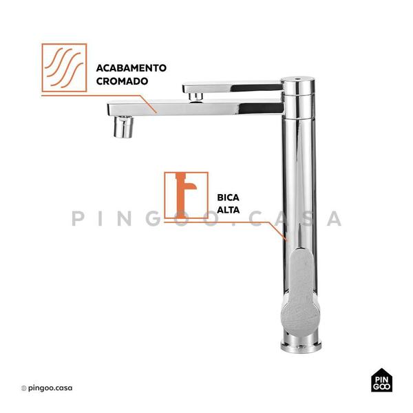 Imagem de Torneira Para Cozinha Gourmet Misturador Monocomando Com Saída Para Filtro Indaiá Pingoo.casa - Prata Cromado