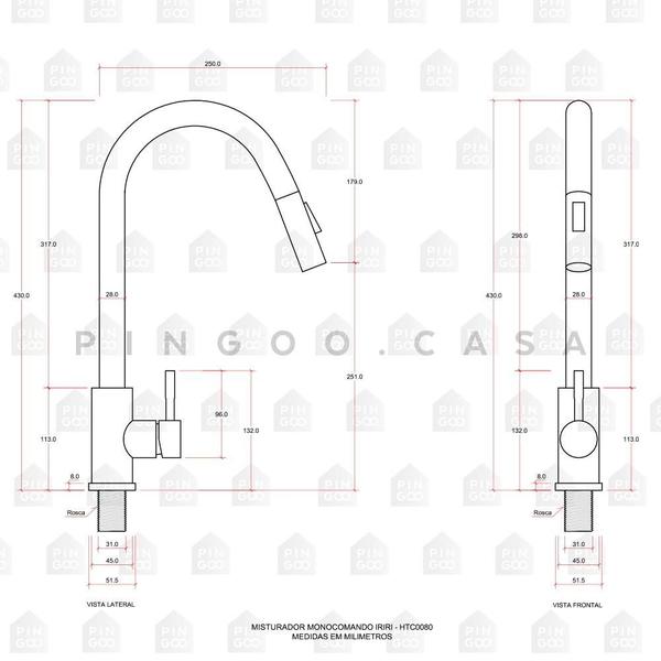 Imagem de Torneira Para Cozinha Gourmet Misturador Monocomando Em Aço Inox 304 Escovado Iriri Pingoo.casa - Dourado