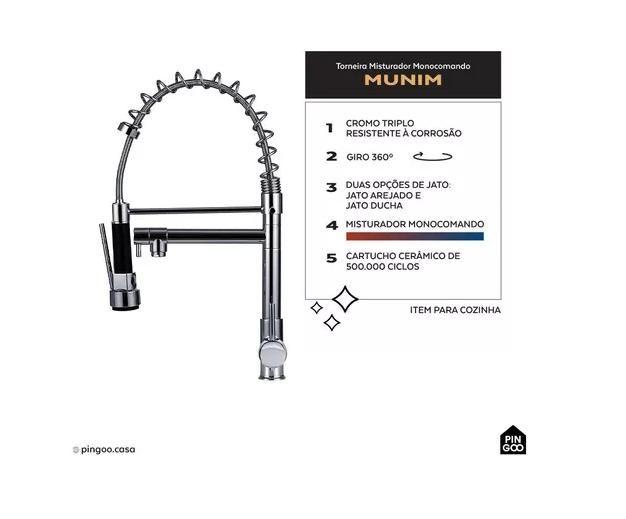 Imagem de Torneira Para Cozinha Gourmet Misturador Monocomando Munim P