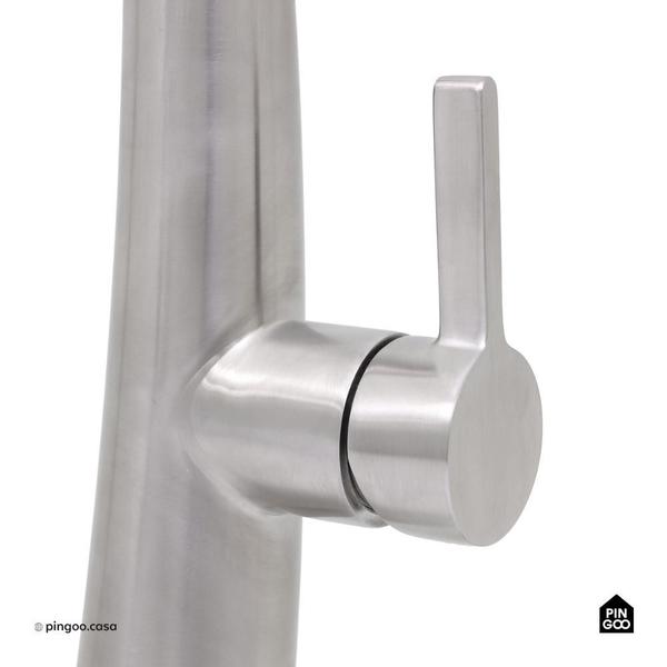 Torneira para cozinha gourmet monocomando extensível escovado Juruá PIngoo.casa - Prata Imagem de Torneira para cozinha gourmet monocomando extensível escovado Juruá PIngoo.casa - Prata