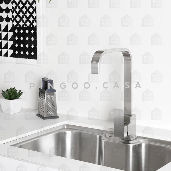 Torneira Para Cozinha Misturador Monocomando Aço Inox 304 São Lorenço Pingoo.casa - Prata Escovado Imagem de Torneira Para Cozinha Misturador Monocomando Aço Inox 304 São Lorenço Pingoo.casa - Prata Escovado