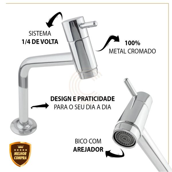 Imagem de Torneira Para Cuba Banheiro Lavabo Bancada Metal Luxo Link Linda Cód. 3040