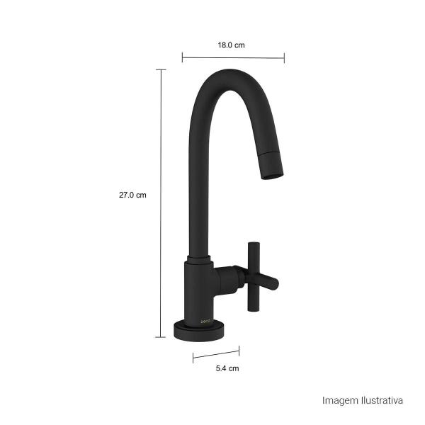 Imagem de Torneira para Lavatório Bica Alta Duna Clássica 1198 Black Matte Deca
