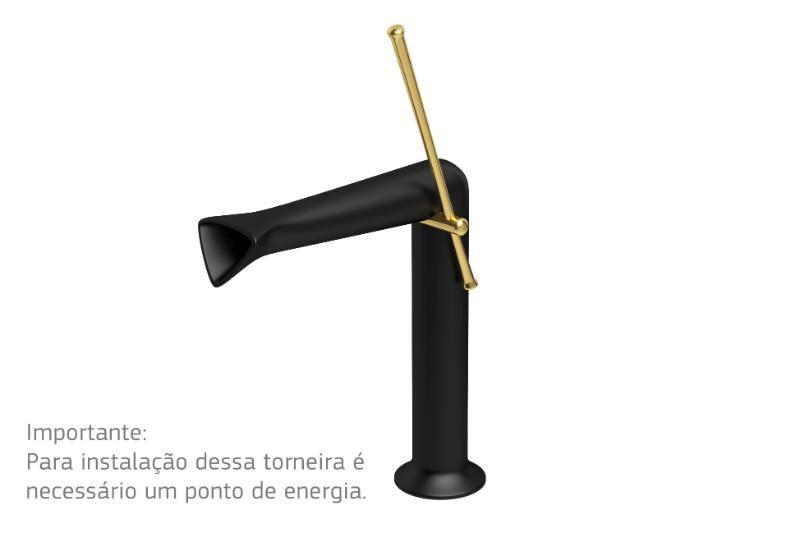 Imagem de Torneira para Lavatório de Mesa Jader Almeida Black Matte e Gold