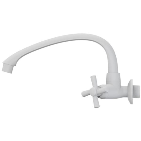 Imagem de Torneira Para Pia Parede Horizontal Cross ABS PVC Branco Com Cromado 1/2-3/4" Polegada 20-25mm Tigre