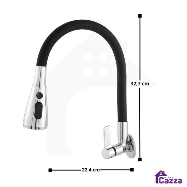 Imagem de Torneira Parede Cozinha Gourmet Flexível Cone Metal 1/4 de volta cod 1002-9