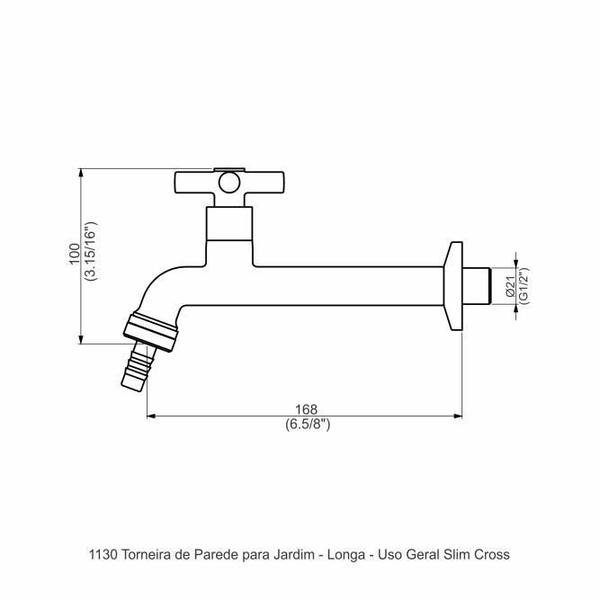 Imagem de Torneira Parede Jardim Longa - Slim Cross