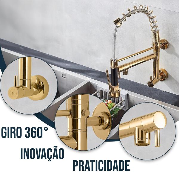 Imagem de Torneira Parede Monocomando Gourmet Dourado