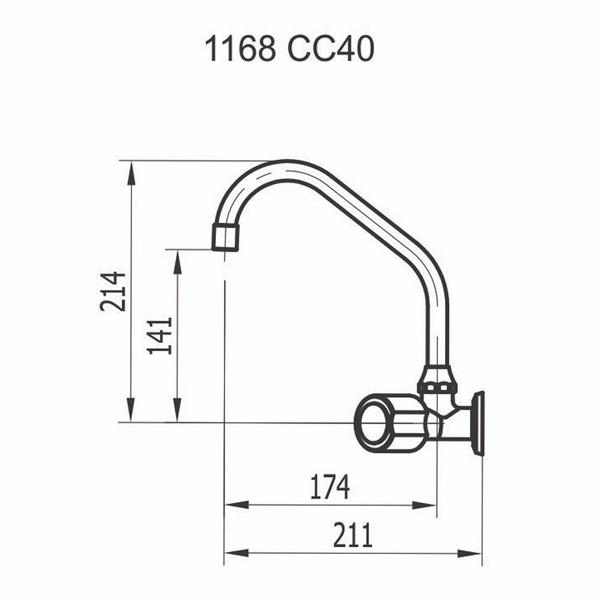 Imagem de Torneira Parede para Cozinha Cromada Ouro Fino 1168 C40 Fani