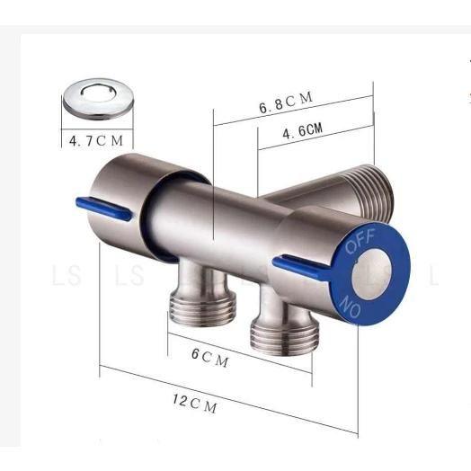 Imagem de Torneira Registro T Duas Saídas De Água Inox Válvula Duplo Válvula dupla