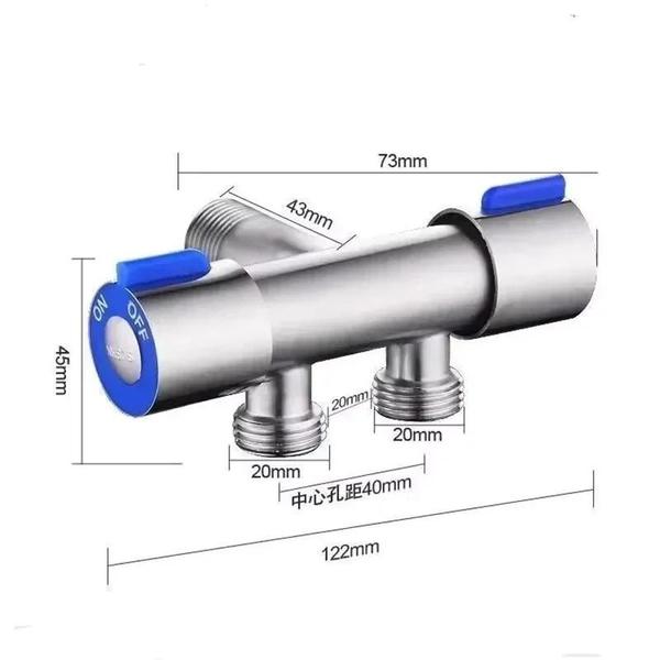 Imagem de Torneira Registro T Duas Saídas De Água Inox Válvula Duplo Válvula dupla