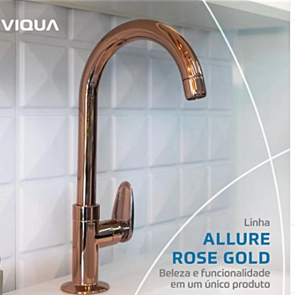 Imagem de Torneira Rose Gold De Cozinha De Mesa Flatt Design Bica Móvel