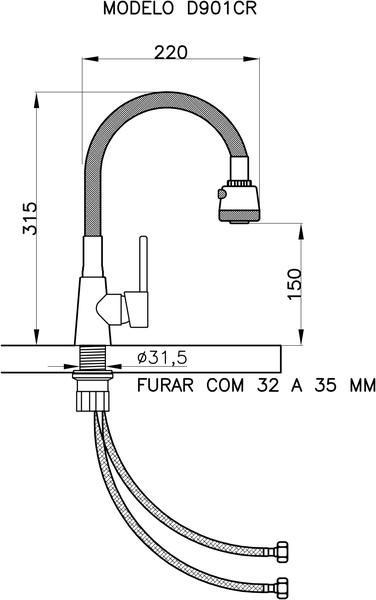 Imagem de Torneira Sweet Cozinha Bancada Monocomando Cromada